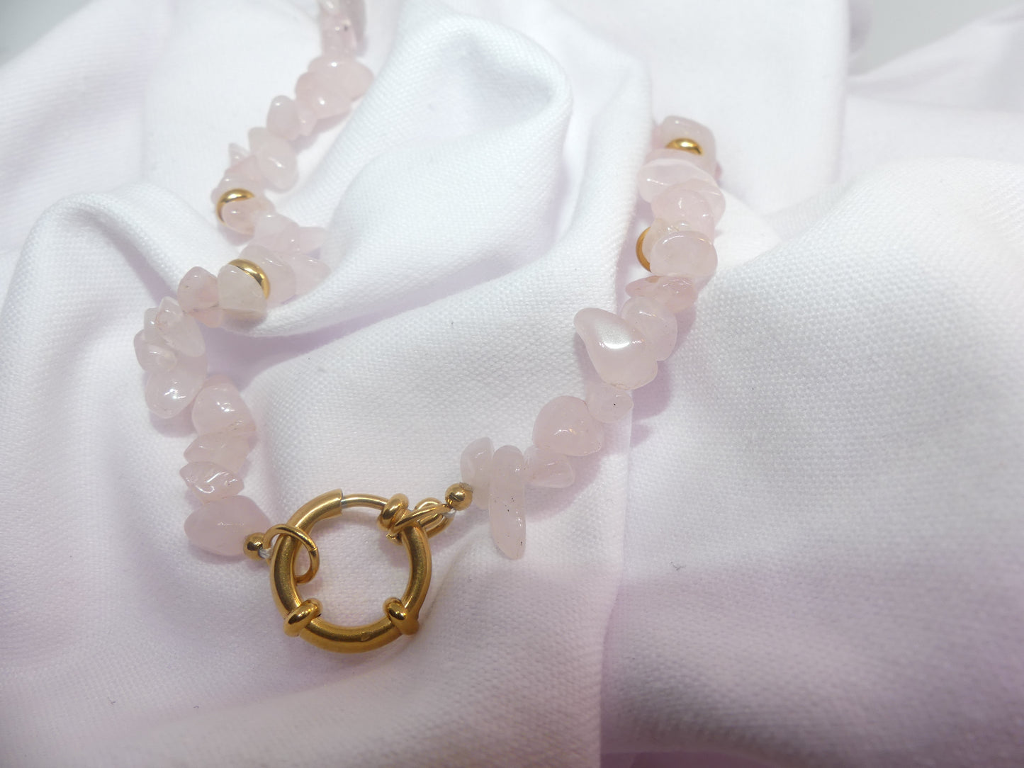 Rose stainless steel natural stone necklace