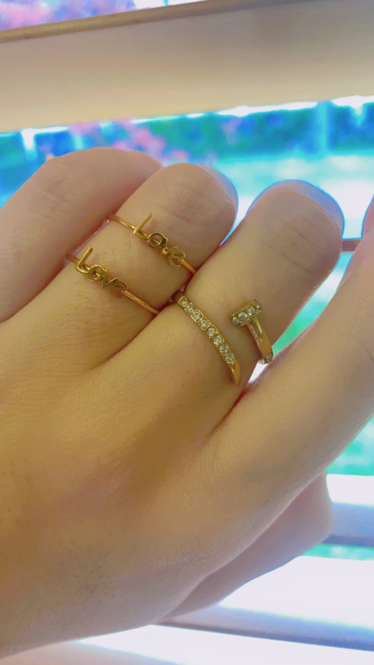 Stainless steel ring with love writing