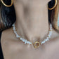 Rose stainless steel natural stone necklace