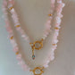 Rose stainless steel natural stone necklace