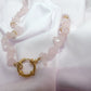 Rose stainless steel natural stone necklace